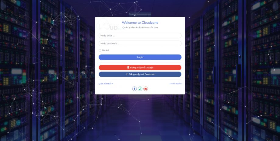 Trang Đăng nhập Cloudzone Portal