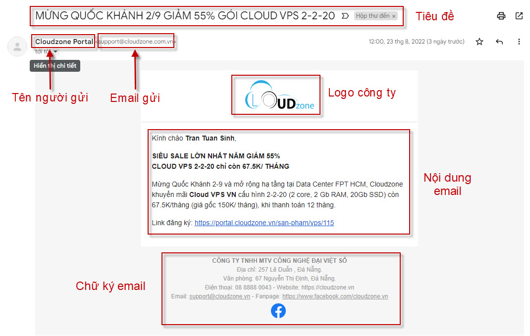 Giao diện email tham khảo