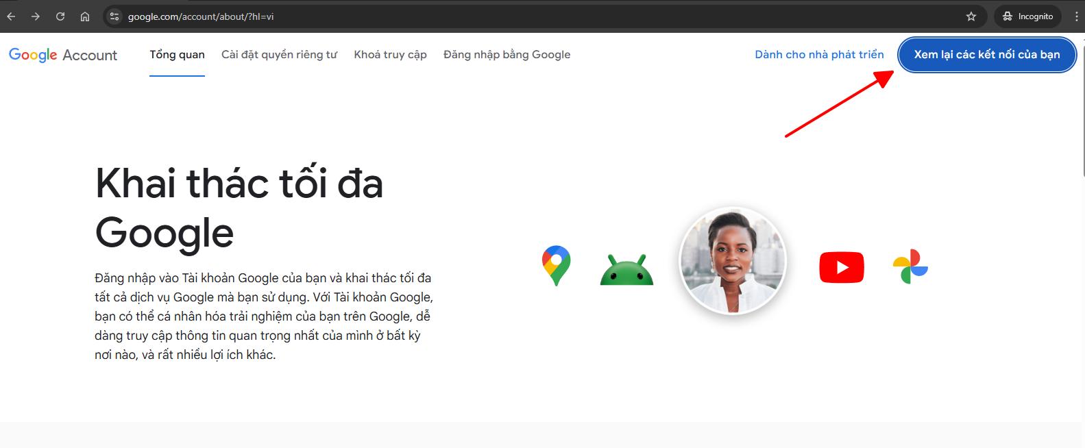 Bấm xem lại các kết nối của bạn