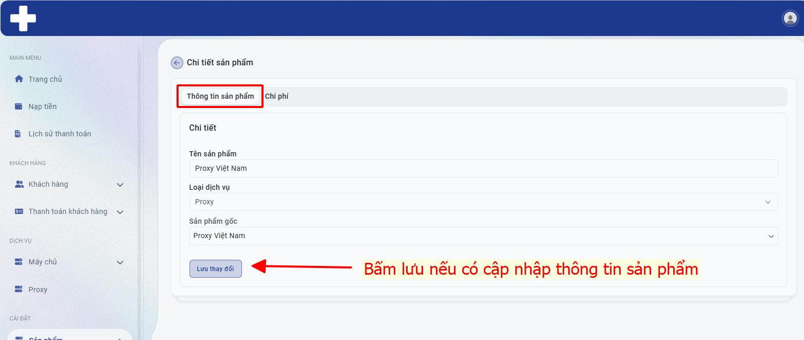 Cập nhập thông tin sản phẩm