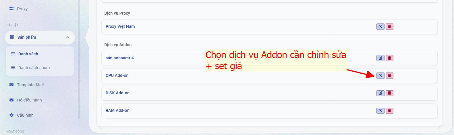 Click nút edit để chỉnh sửa
